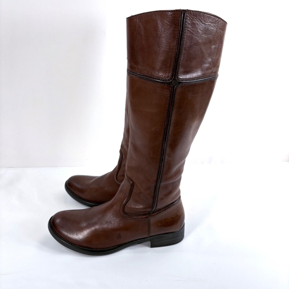 Bussola Trapani Tall Boots Rust Brown Leather Side Zip EU 40 US 9-9.5